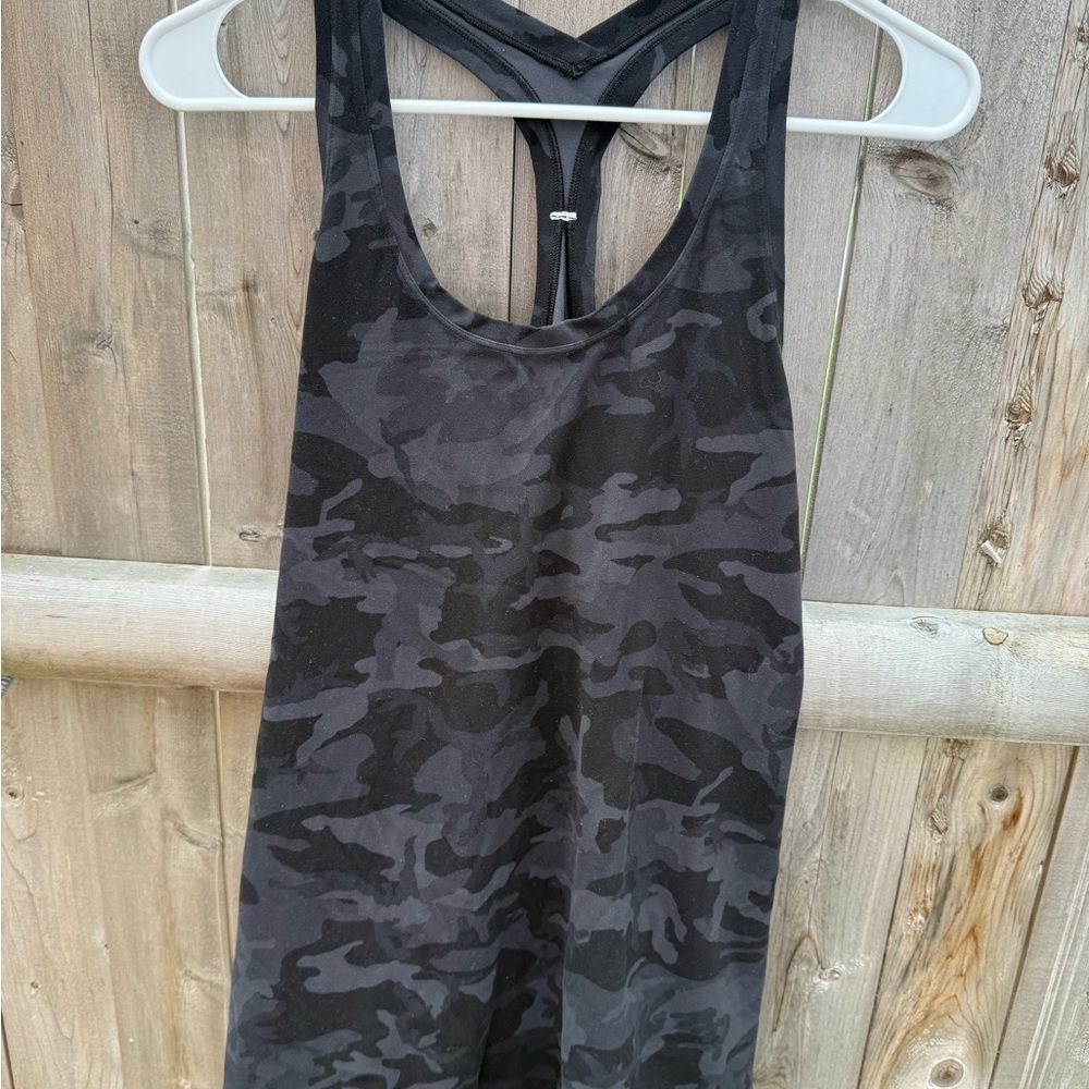 lululemon athletica Black Charcoal Camo Muscle Tank